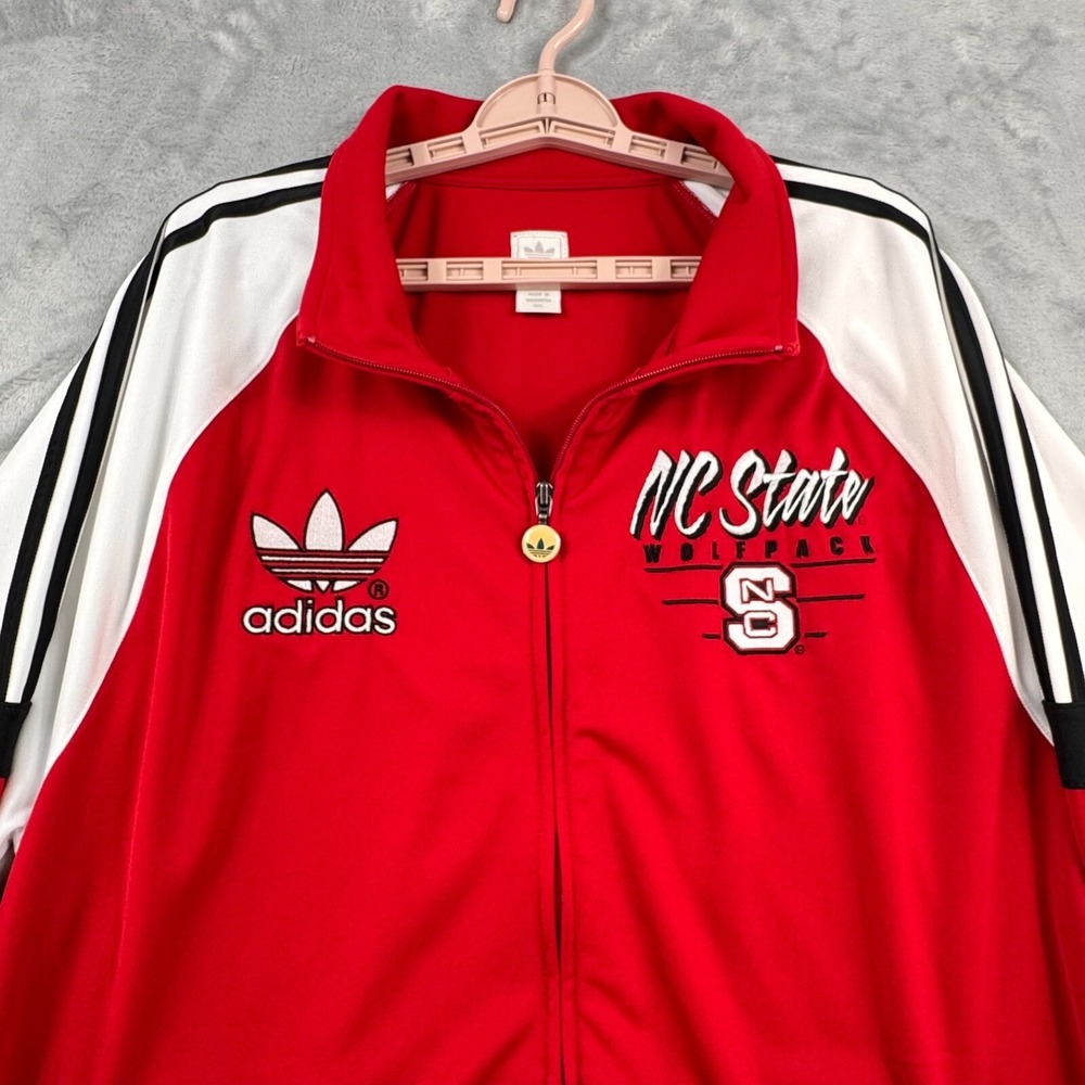 Adidas NC State Wolfpack Track Jacket‎ Men's 2XL Red White Full Zip Retro